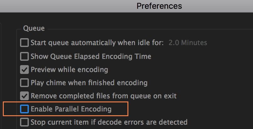 パラレルエンコーディングを無効にする