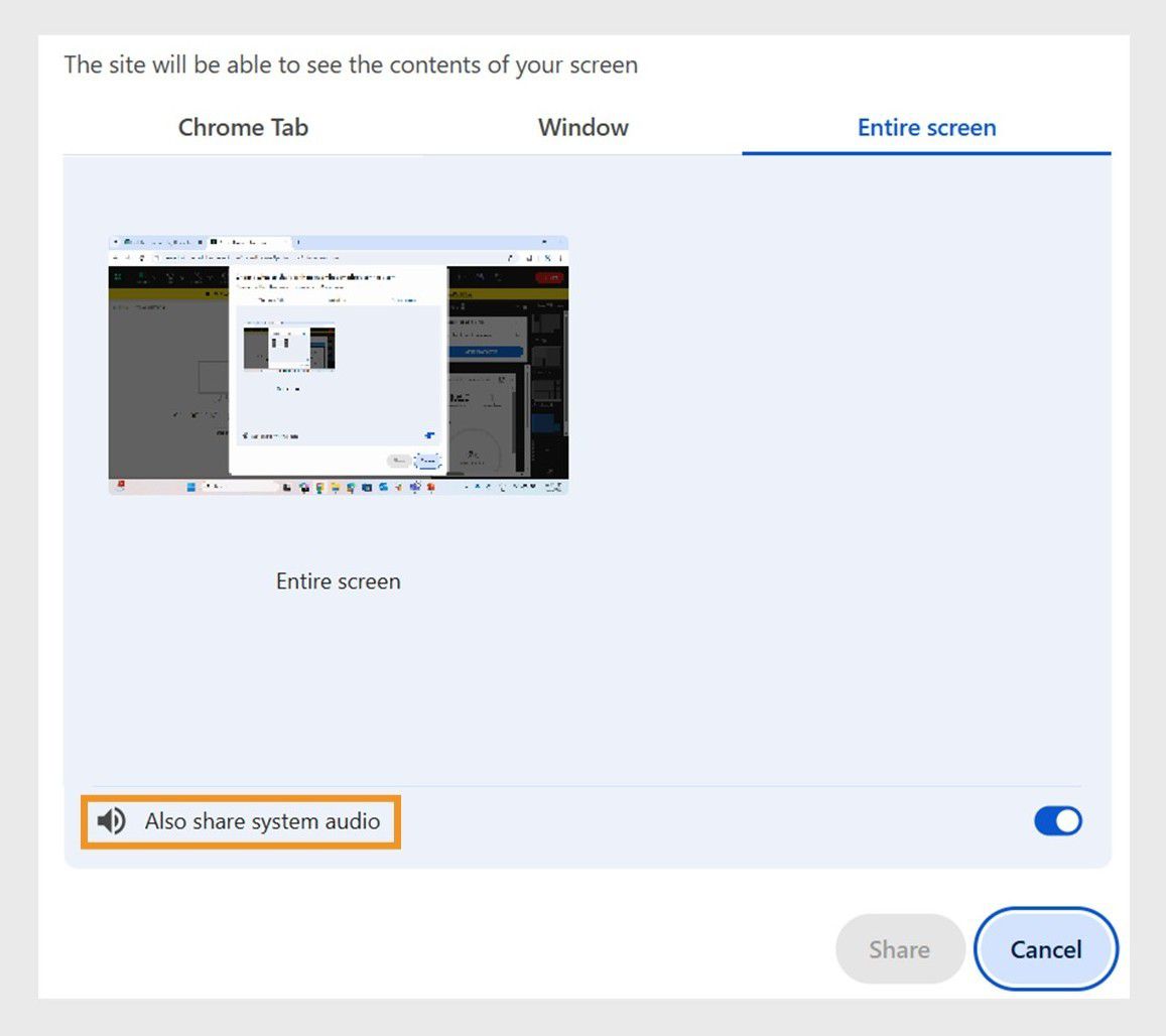 Share screen using Google Chrome