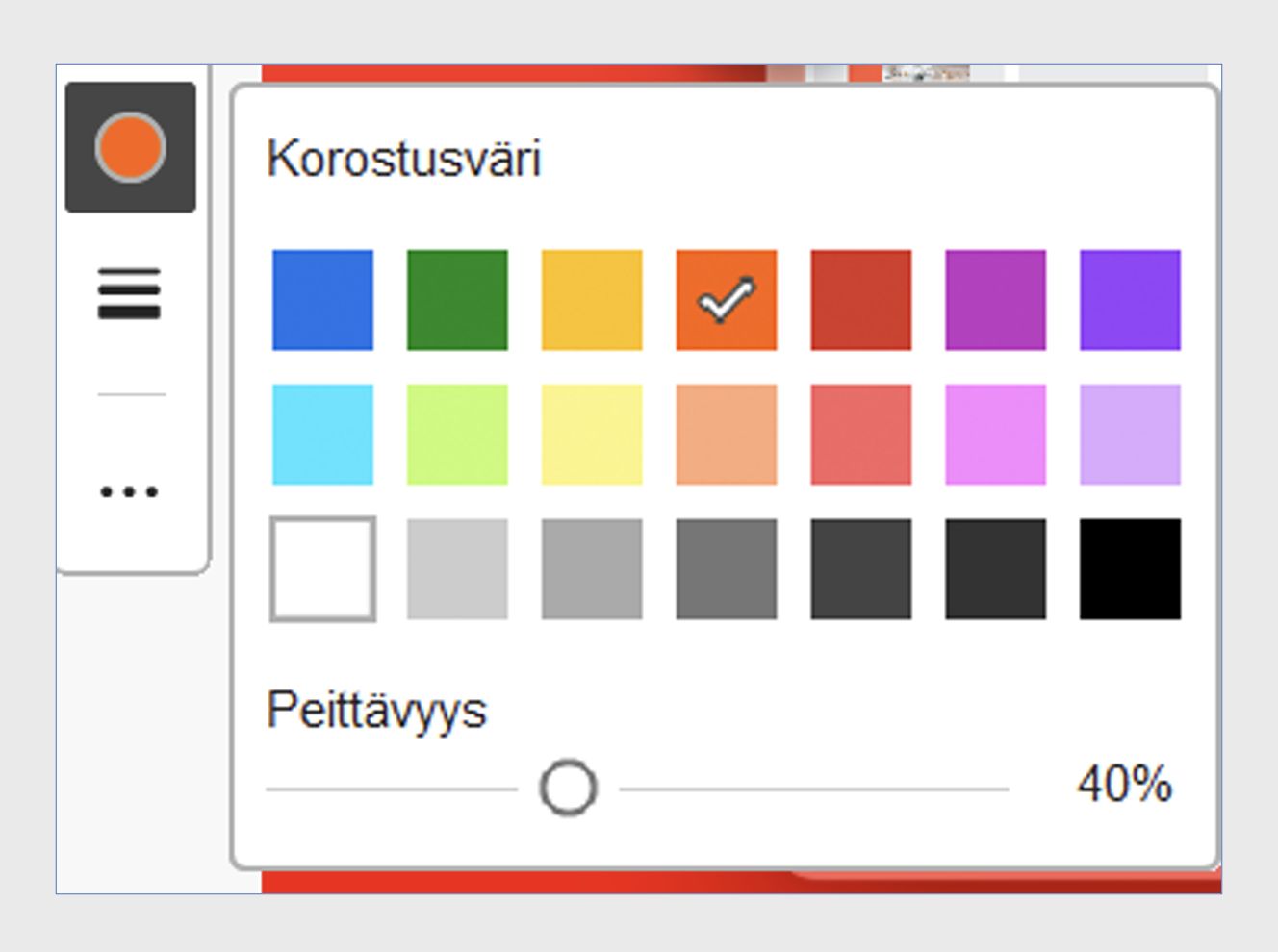 Väriruudun parannettu esteettömyys