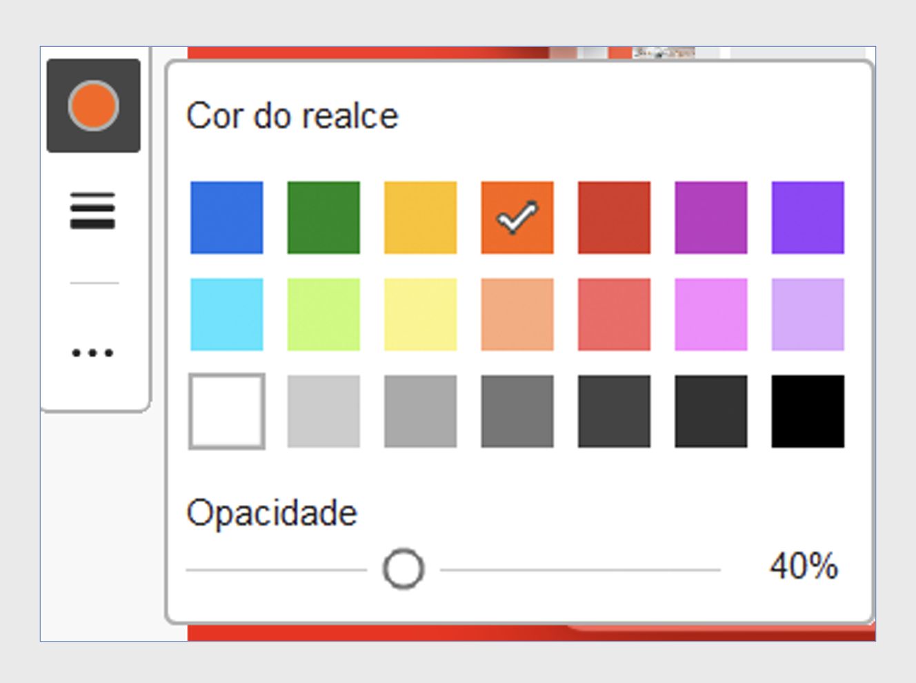 Aprimoramento da acessibilidade de amostra de cores