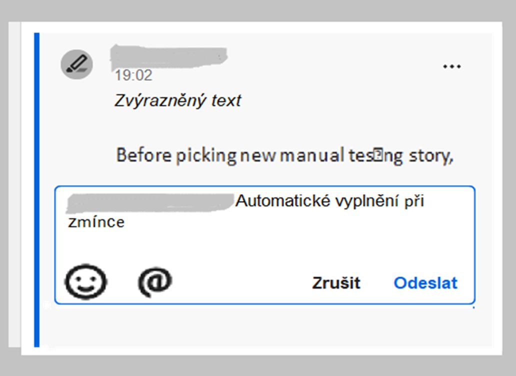 Funkce automatického vyplňování zmínek v aplikaci Acrobat