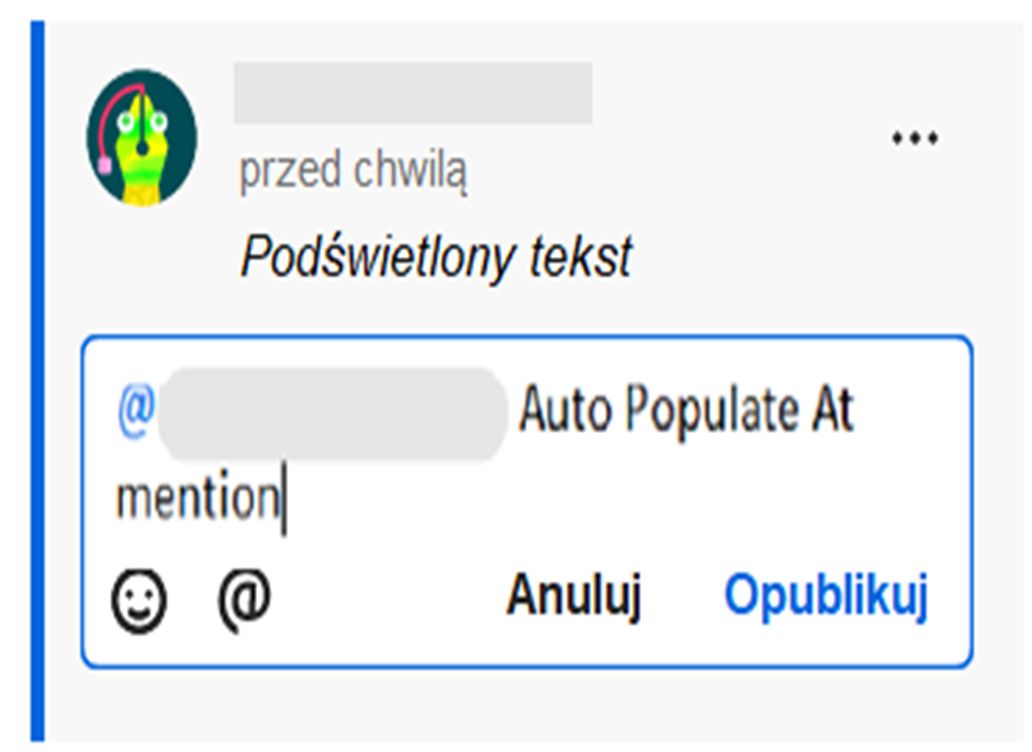 Funkcja automatycznego wypełniania wzmianek w programie Acrobat
