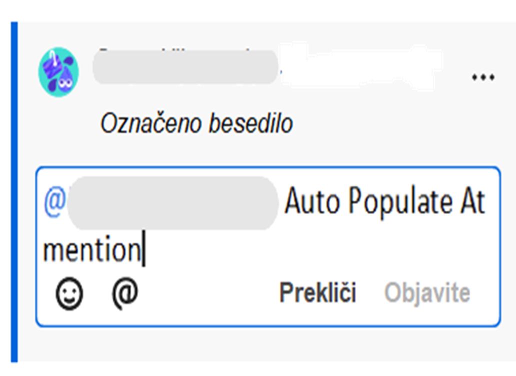 Funkcija samodejnega izpolnjevanja omembe v programu Acrobat
