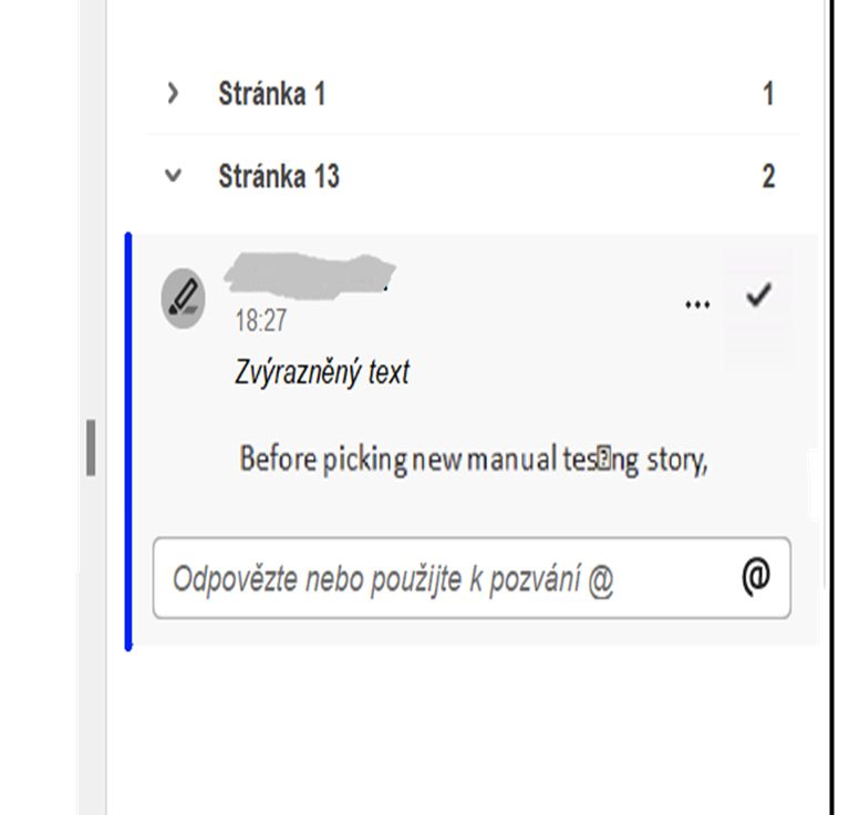 Funkce automatického vyplňování zmínek v aplikaci Acrobat
