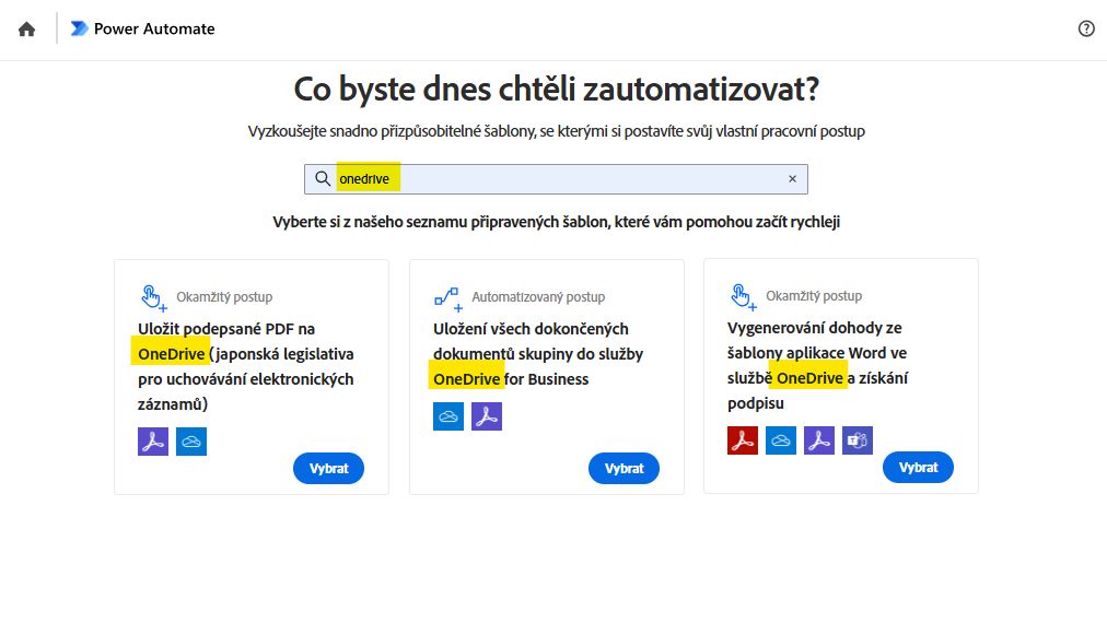 Výběr šablony