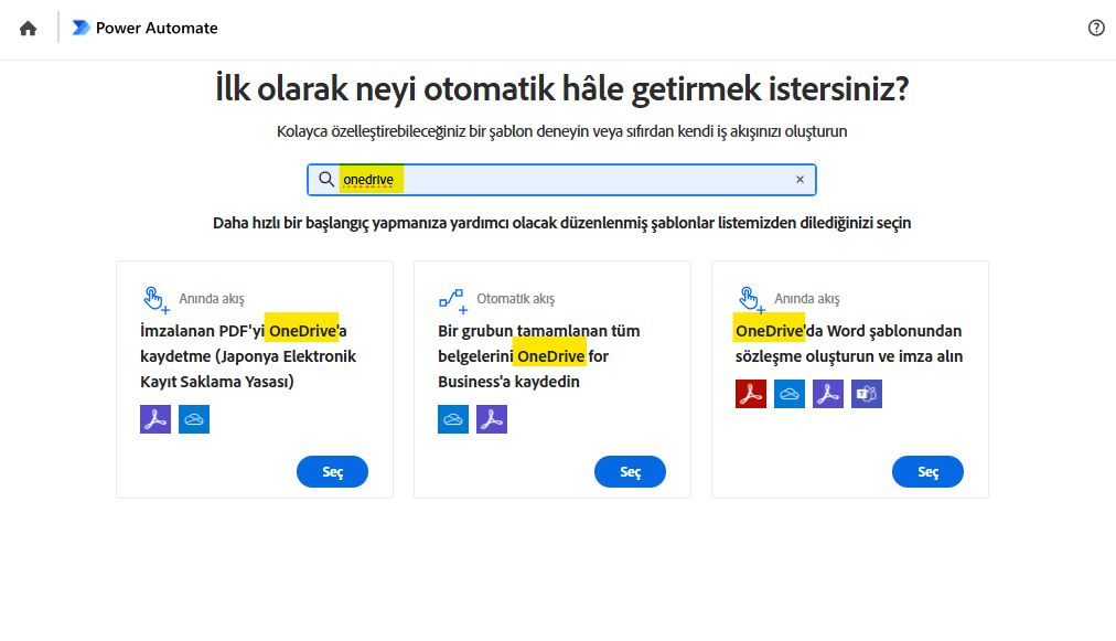 Bir şablon seçme