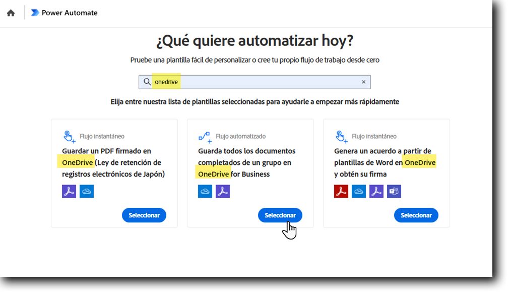 Seleccionar una plantilla