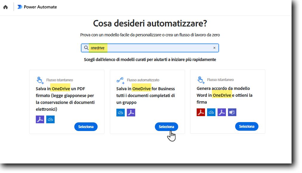Selezionare un modello