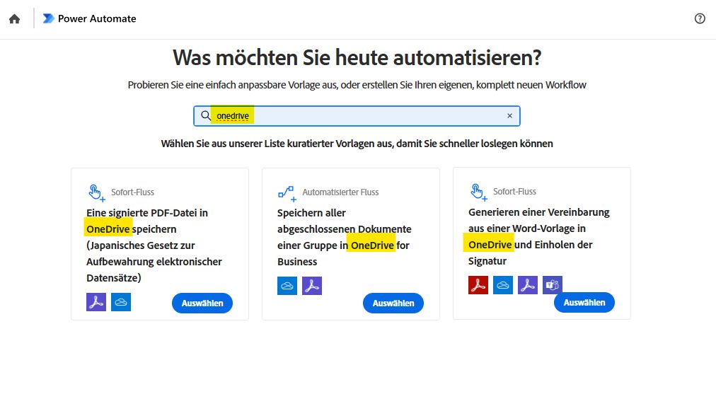 Vorlage auswählen