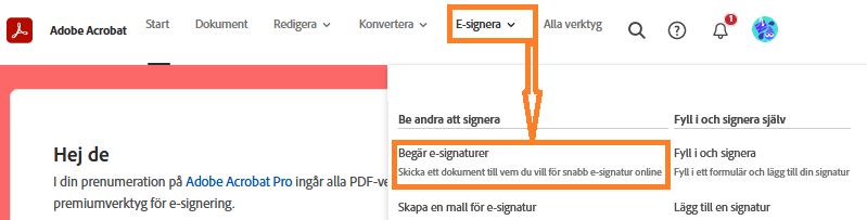 Välj Begär e-signatur