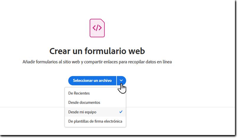 Seleccionar un archivo para el formulario web