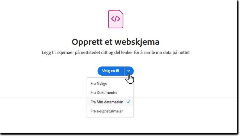 Velg en fil for webskjemaet