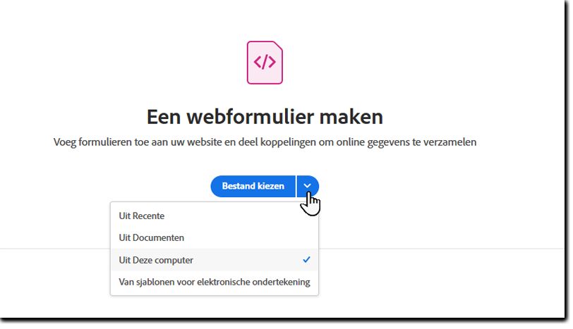 Bestand selecteren voor het webformulier