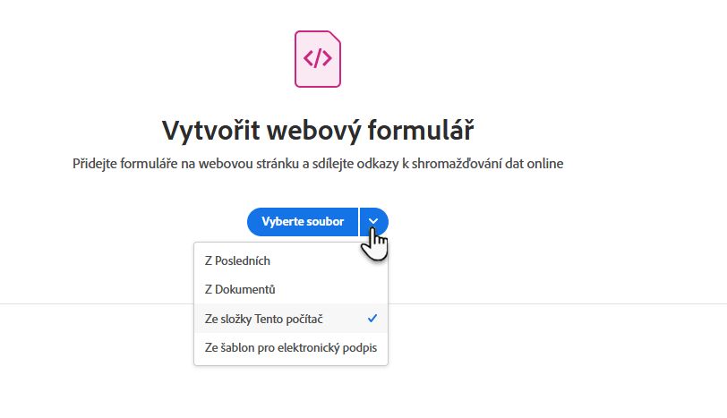 Výběr souboru pro webový formulář