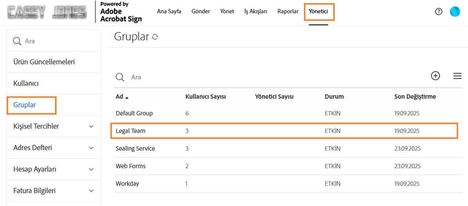 Grup ayarlarına gidin