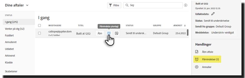 Vælg påmindelsesikonet