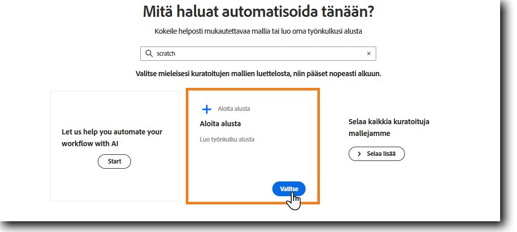 Valitse Aloita alusta
