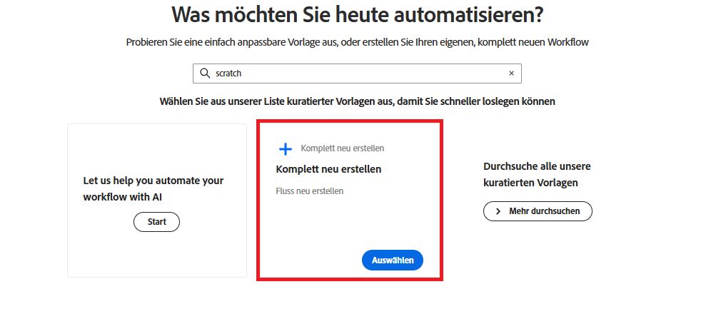„Komplett neu erstellen“ auswählen