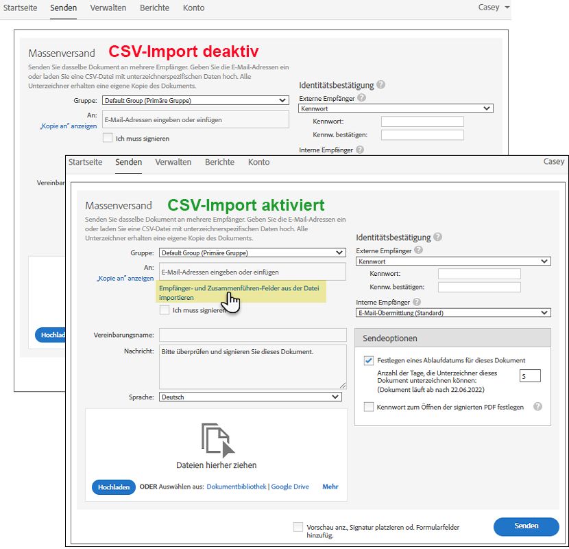 CSV-Upload zulassen