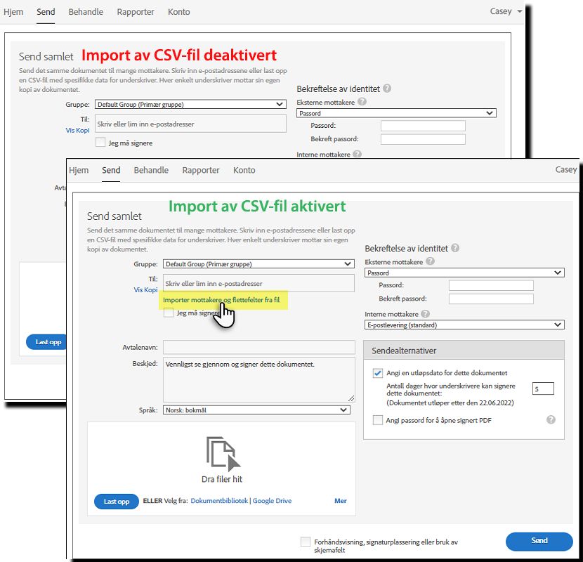 Tillat CSV-opplasting