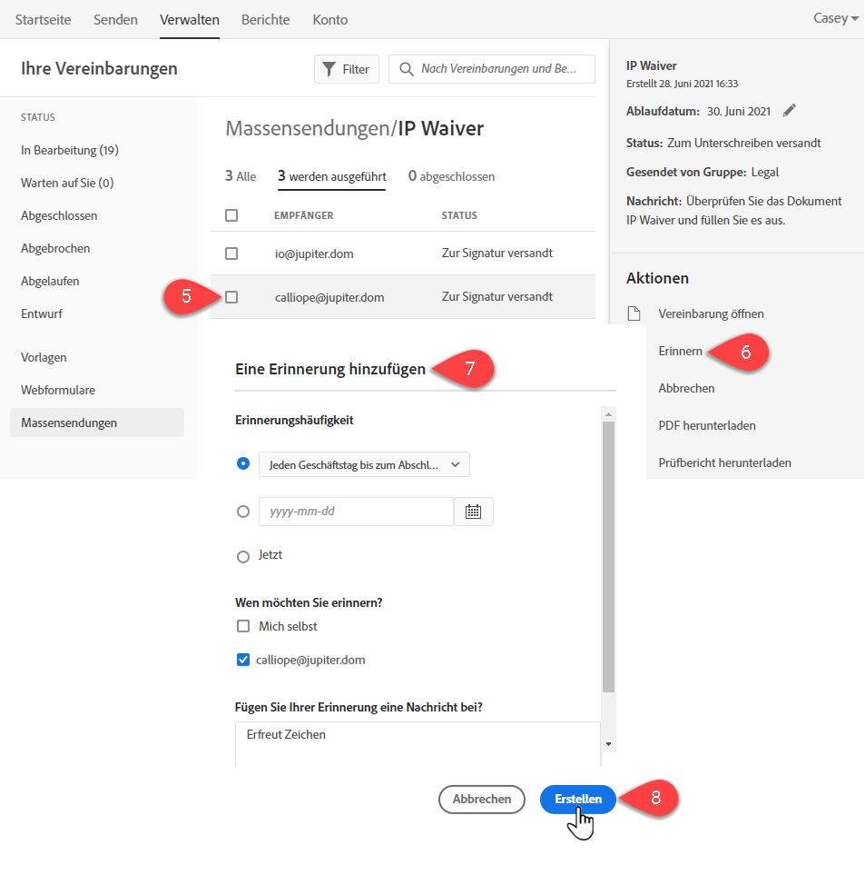 Individuelle Erinnerungen einrichten