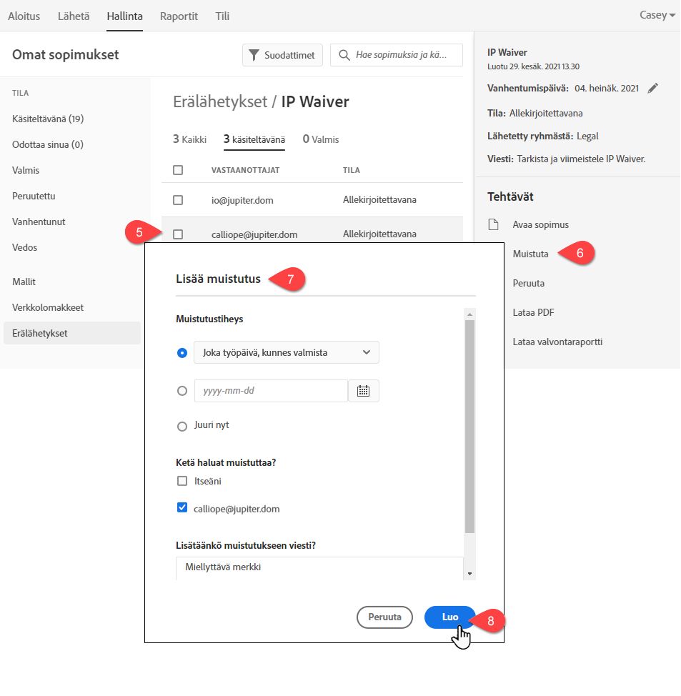 Aseta yksilöllisiä muistutuksia