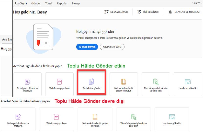Toplu Halde Gönder özelliğini etkinleştirme