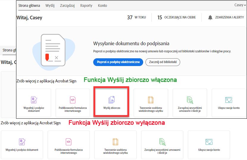 Włączanie opcji Wyślij zbiorczo