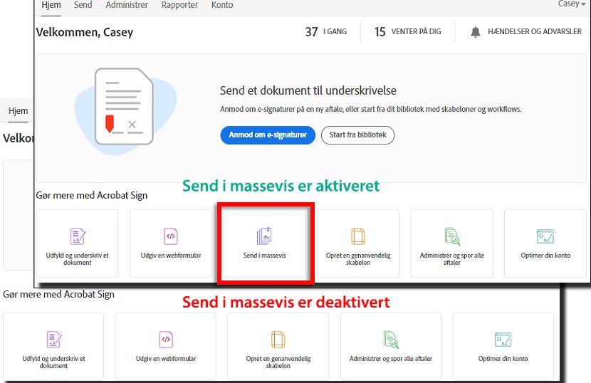 Aktivér Send i massevis