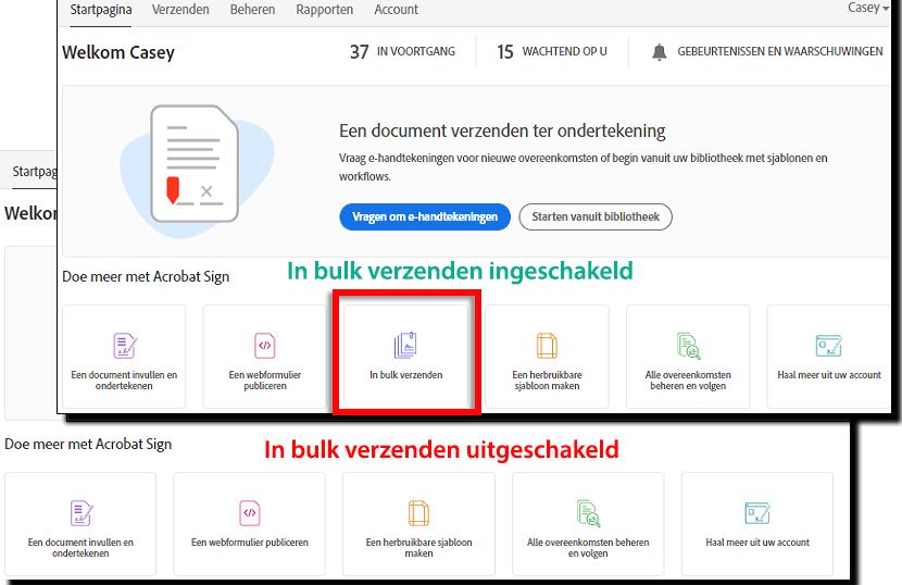 In bulk verzenden inschakelen