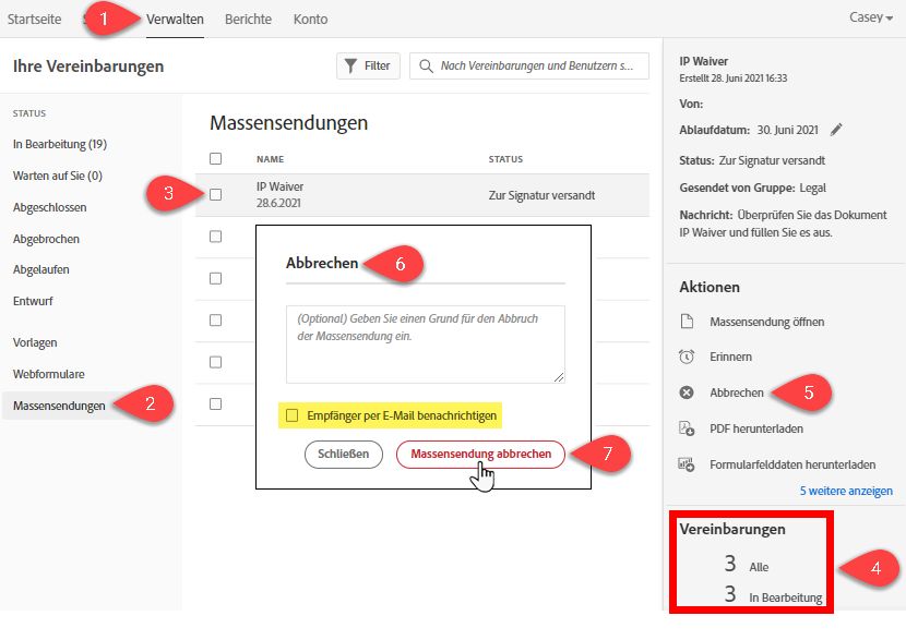 Abbrechen von Mega Sign