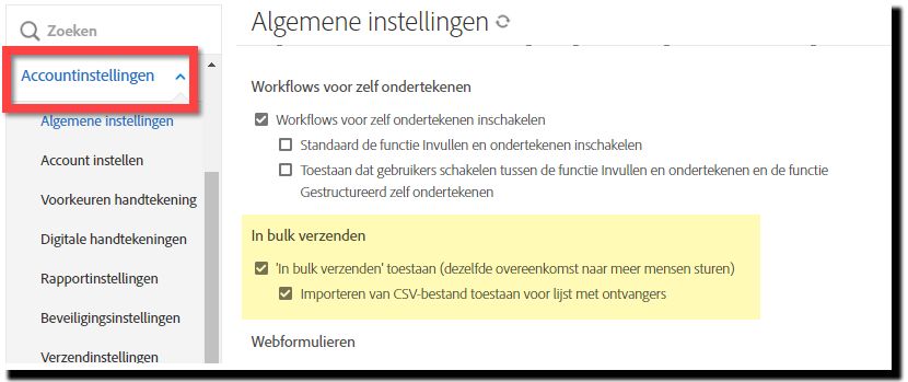 Besturingselementen voor In bulk verzenden