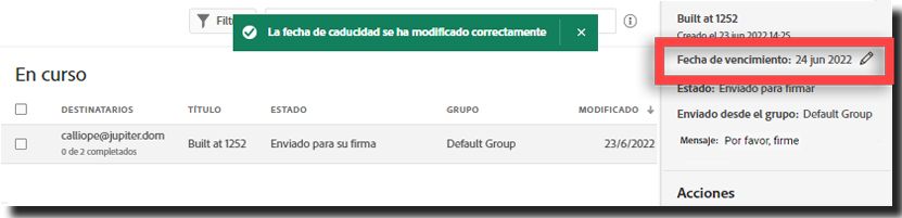 Definir una fecha de caducidad con éxito