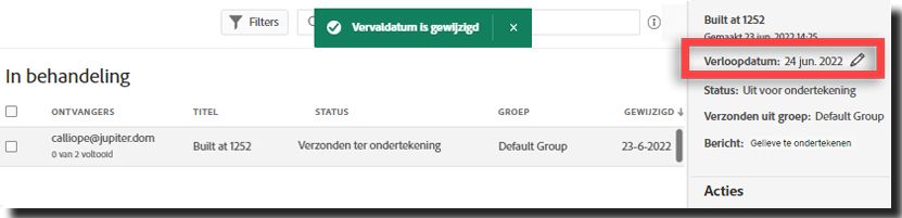 Vervaldatum ingesteld