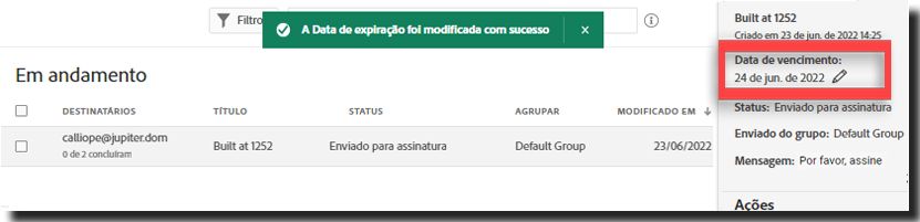 Data de expiração definida com êxito