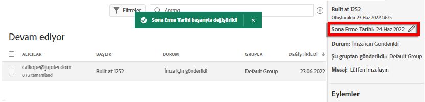 Sona erme tarihi başarıyla ayarlandı