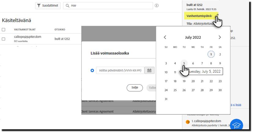Määritä viimeinen voimassaolopäivä