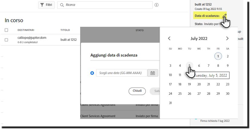 Impostare una data di scadenza