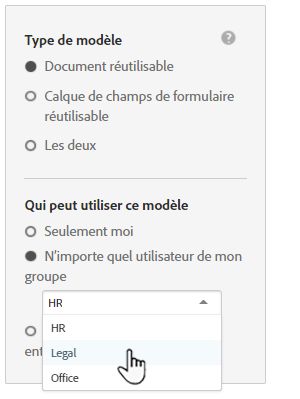 Sélection du groupe pour le modèle