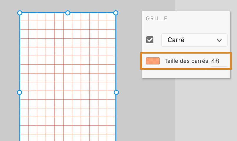 Modifier la taille de la grille quadrillée