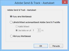 Adobe Send & Track -asetukset