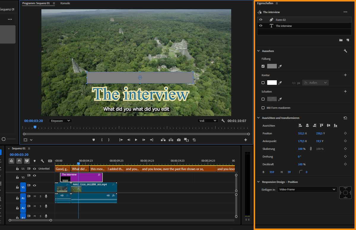 Wähle eines der Formwerkzeuge aus und ziehe es auf dein Bild, um eine Form zu zeichnen. Bearbeite das Aussehen deiner Grafik anhand der Optionen im Bedienfeld „Eigenschaften“.