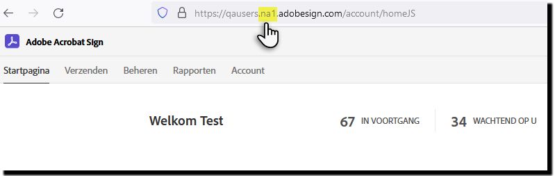 Een Adobe Sign-URL met de instantie gemarkeerd