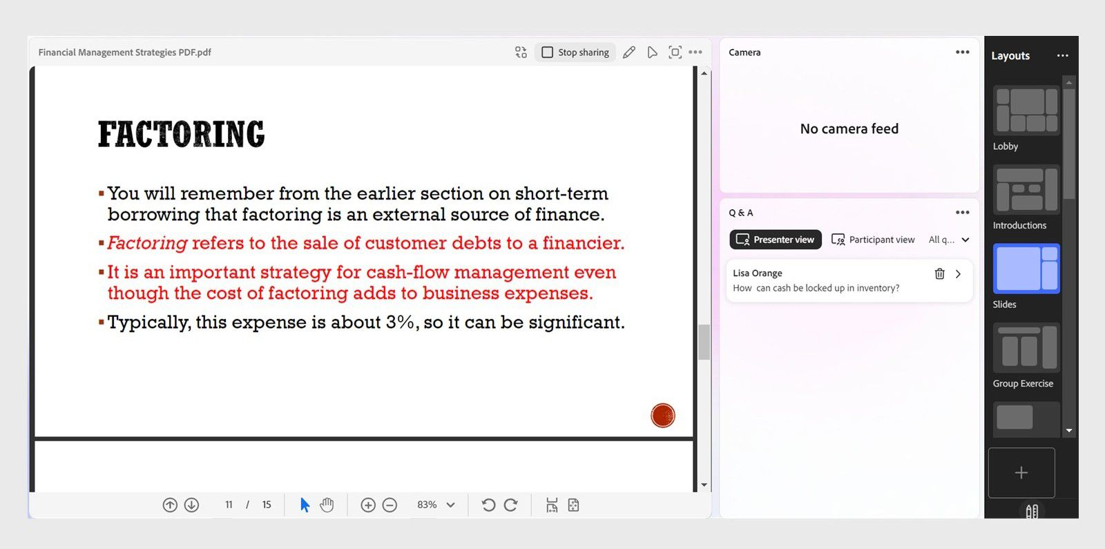 Sharing a document via a Share pod