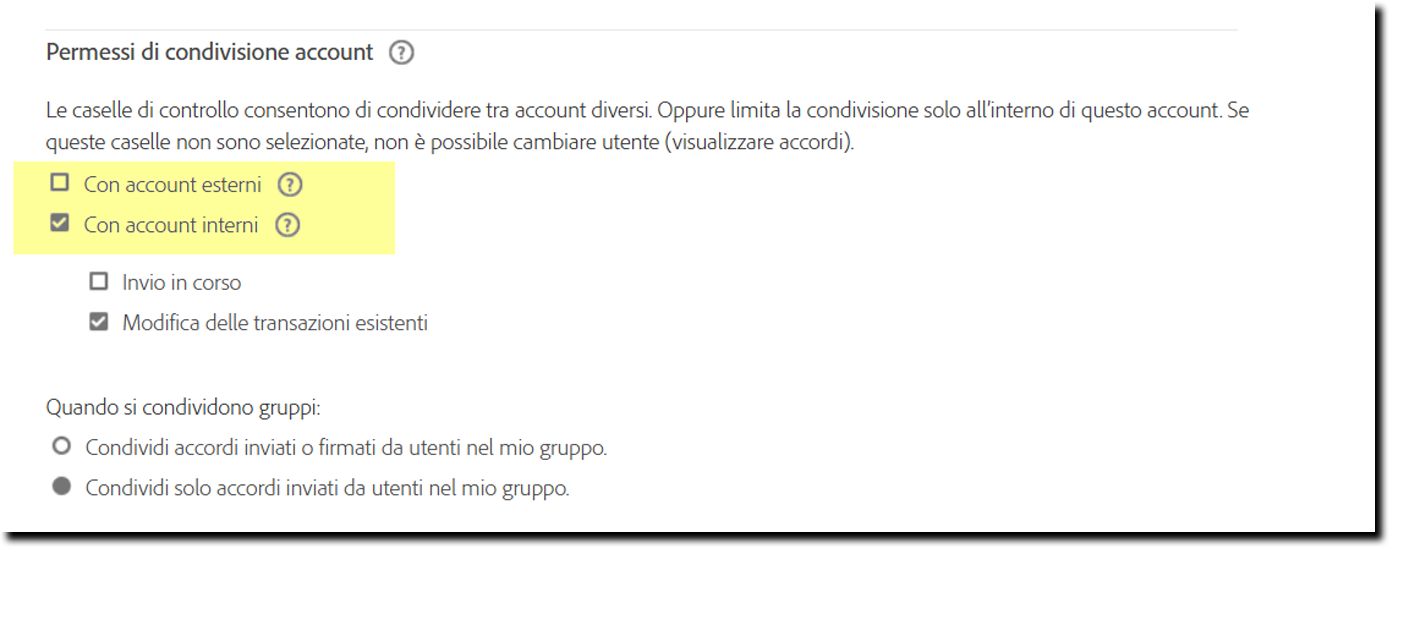 La pagina Impostazioni di sicurezza che evidenzia le opzioni di condivisione con altri.
