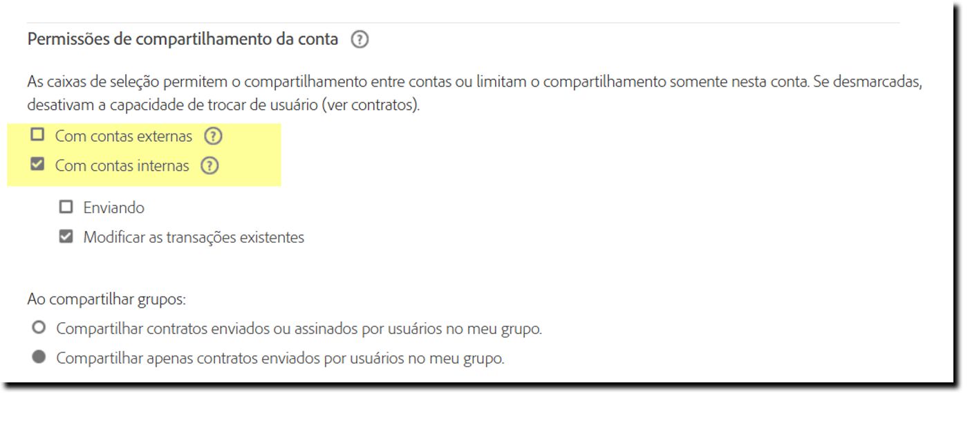 A página Configurações de segurança destacando as opções para com quem compartilhar.