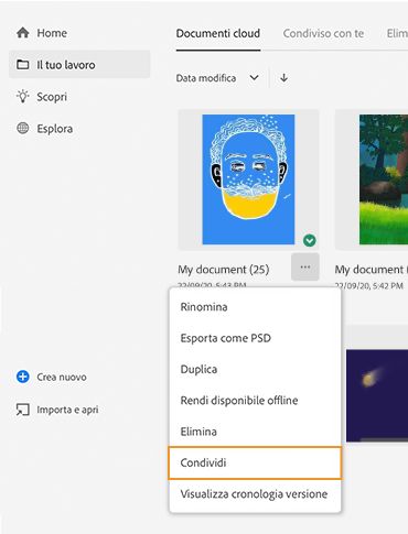 Inserimento di commenti su documenti cloud-Collegamento di condivisione