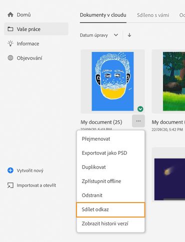 Komentování dokumentů v cloudu – odkaz pro sdílení