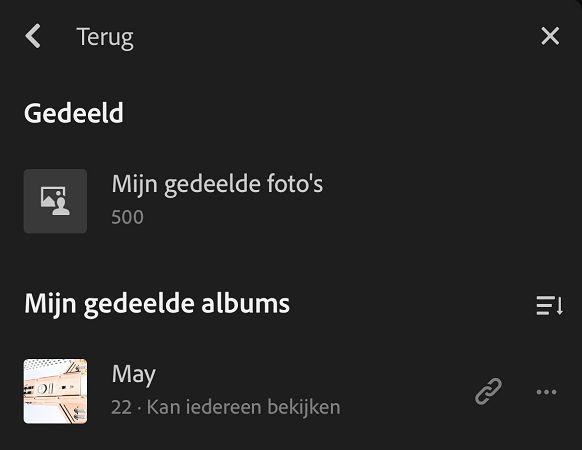 Weergave gedeelde albums