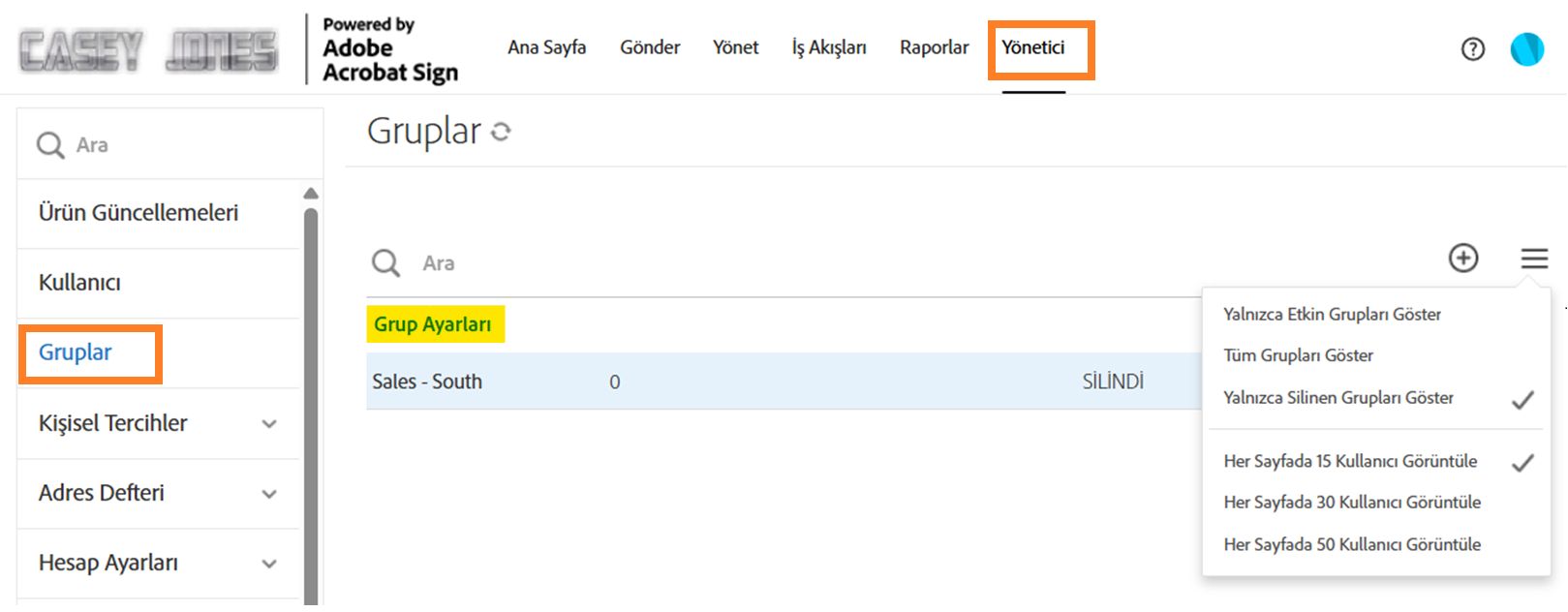 Silinen Grupları Göster